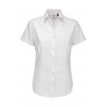 Košile dámská B&C Oxford s krátkým rukávem - bílá