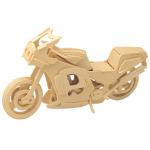 3D dřevěné puzzle Woodcraft Závodní motorka - hnědé