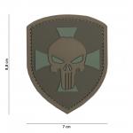 Gumová nášivka 101 Inc Punisher Shield - hnedá