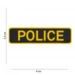 Gumová nášivka 101 Inc nápis Police - žltá