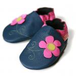Kožené topánočky Liliputi Soft Soled Spring Flower - modré-ružové