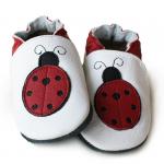 Kožené topánočky Liliputi Soft Soled Miss Ladybug - biele-červené