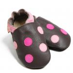 Kožené topánočky Liliputi Soft Soled Polka Dots - hnedé-ružové