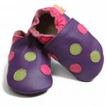 Kožené topánočky Liliputi Soft Soled Polka Dots Purple - fialové-ružové