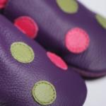 Kožené botičky Liliputi Soft Soled Polka Dots Purple - fialové-růžové
