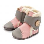 Kožené zimné topánočky Liliputi Soft Soled Pearl - ružové-sivé