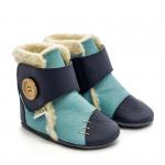 Kožené zimné topánočky Liliputi Soft Soled North Sea - modré