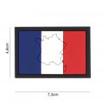 Gumová nášivka 101 Inc vlajka Francie s obrysem - barevná