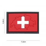 Gumová nášivka 101 Inc vlajka Švajčiarsko s obrysom - farebná