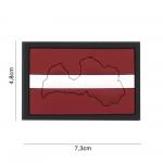 Gumová nášivka 101 Inc vlajka Lotyšsko s obrysom - farebná