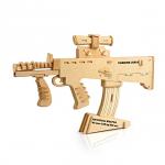 3D drevené puzzle Woodcraft Puška SA80 Carbine L85A - hnedé