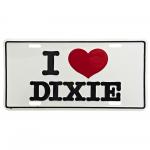 Cedule plechová Licence I Love Dixie - bílá-černá