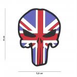 Gumová nášivka 101 Inc vlajka Punisher Head Veľká Británia - farebná