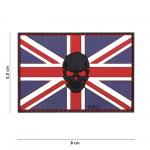 Gumová nášivka 101 Inc Skull vlajka Veľká Británia - farebná