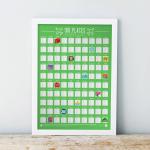 Stierací plagát 100 miest na navštívenie - zelený