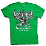 Triko Gas Monkey Garage Custom Motors Skull - zelené