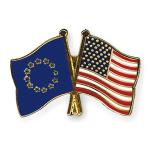 Odznak (pins) vlajka Európska únia (EÚ) + USA - farebný