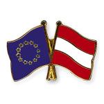 Odznak (pins) vlajka Európska únia (EÚ) + Rakúsko - farebný