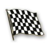 Odznak (pins) 20mm vlajka Racing - čierny-biely