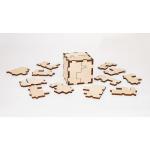 3D dřevěné puzzle EWA Cube 3D - hnědé