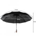 Skladací dáždnik Malatec 105 cm s drevenou rukoväťou - čierny