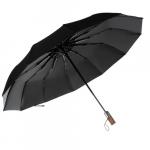 Skladací dáždnik Malatec 105 cm s drevenou rukoväťou - čierny