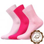 Ponožky detské Boma Rómsek 3 páry (2x svetlo, 1x tmavo ružové)