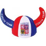 Klobouk s rohy a vlajkou Česká republika Czech Team se znakem 2 - barevný