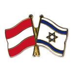Odznak (pins) 22mm vlajka Rakúsko + Izrael - farebný