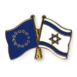 Odznak (pins) 22mm vlajka EÚ + Izrael - farebný