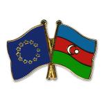 Odznak (pins) 22mm vlajka EÚ + Azerbajdžan - farebný