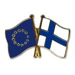 Odznak (pins) 22mm vlajka EÚ + Fínsko - farebný
