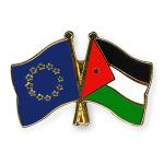 Odznak (pins) 22mm vlajka EÚ + Jordánsko - farebný