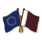 Odznak (pins) 22mm vlajka EÚ + Katar - farebný