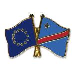 Odznak (pins) 22mm vlajka EÚ + Kongo (Kinshasa) - farebný