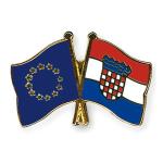 Odznak (pins) 22mm vlajka EÚ + Chorvátsko - farebný
