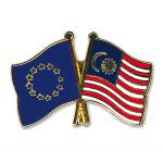 Odznak (pins) 22mm vlajka EÚ + Malajzia - farebný
