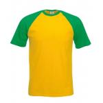 Pánské tričko Fruit of the Loom Baseball T - žluté-zelené