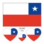 Sada 4 tetovanie vlajka Čile 6x6 cm 1 ks