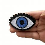 Nášivka nažehlovací Open Eye 6,2 x 2,5 cm - bílá-modrá