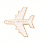 Odznak (pins) World Traveller 3,1 x 3,1 cm - bílý-zlatý