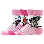 Ponožky detské Boma Krtko 3 páry (tmavo ružové, ružové, svetlo ružové)