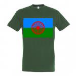 Tričko s rómskou vlajkou - tmavo zelené