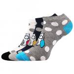 Ponožky letné dámske Boma Piki 62 Sovičky 3 páry (čierne, biele, šedé)