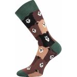 Ponožky spoločenské unisex Lonka Twidor Medvede - hnedé-zelené