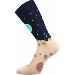 Ponožky spoločenské unisex Lonka Twidor Vesmír - navy-béžové