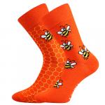 Ponožky trendy unisex Lonka Doble Sólo Včielky - oranžové-žlté