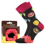 Ponožky slabé unisex Boma Donut - černé-růžové