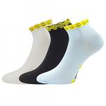 Ponožky letné dámske Boma Piki 68 Smajlík 3 páry (biele, čierne, svetlo modré)