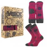 Ponožky vlnené unisex Voxx Alta set - tmavo ružové